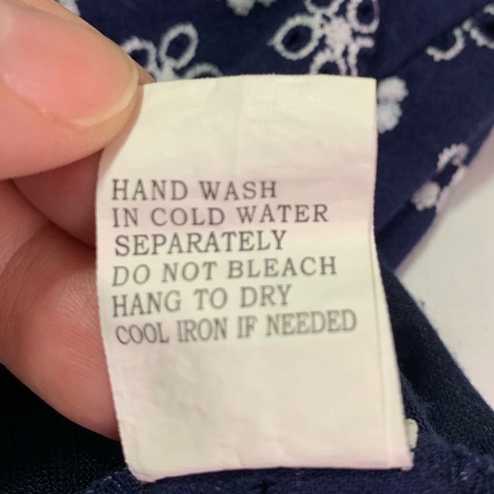 STEM & VINE Peasant Blouse Navy and White Eyelet Short Sleeve Shirt Size M #566 - Picture 2 of 6